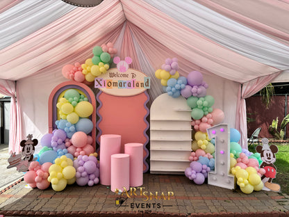 Pastel Mouse Birthday Balloon Decor
